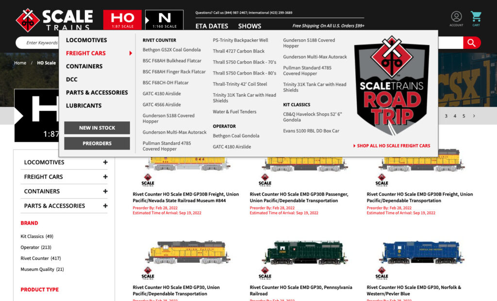 Scale Trains Mega Menu