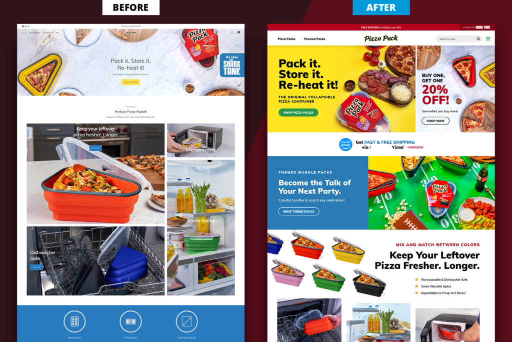 Pizza Pak Website Before & After